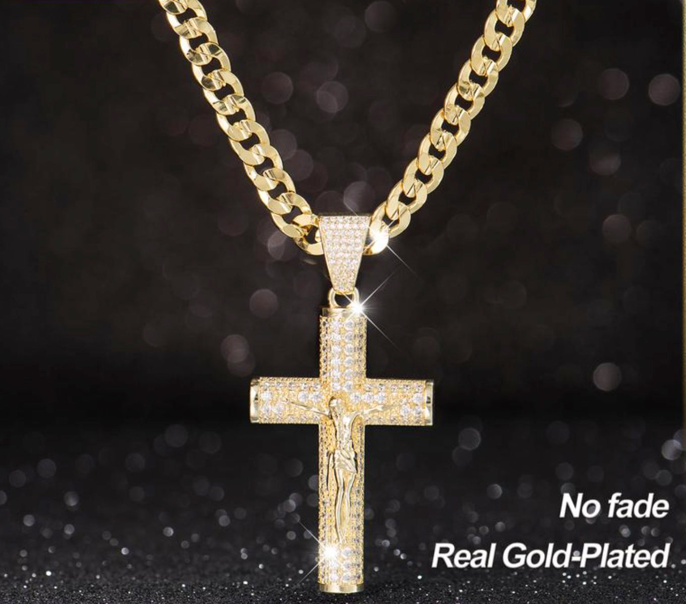 Gold Plated Crucifix Chain